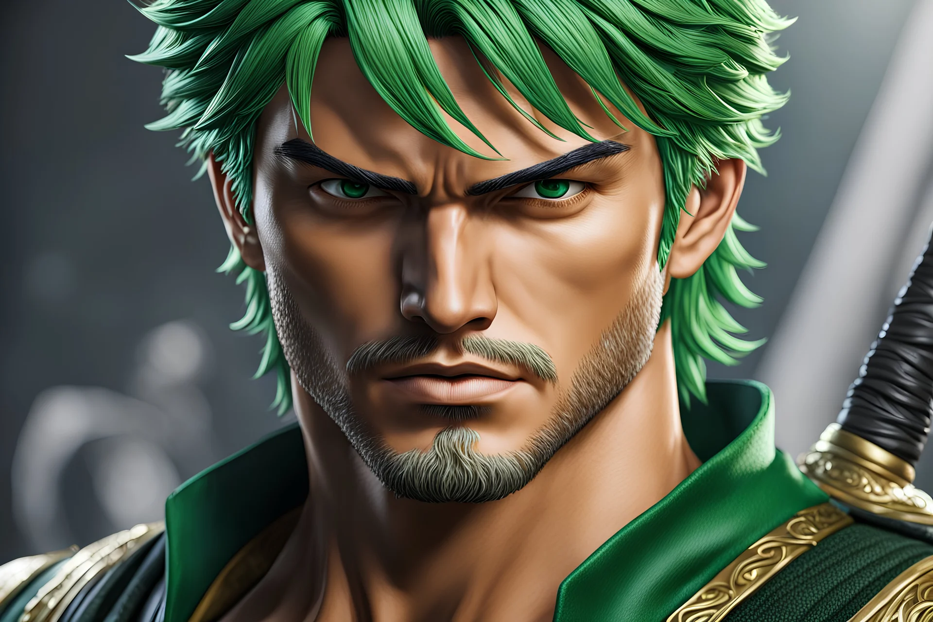 Zoro in 8k live action artstyle, one piece them, Young man Zoro , dynamic pose, intricate details, highly detailed, high details, detailed portrait, masterpiece,ultra detailed, ultra quality