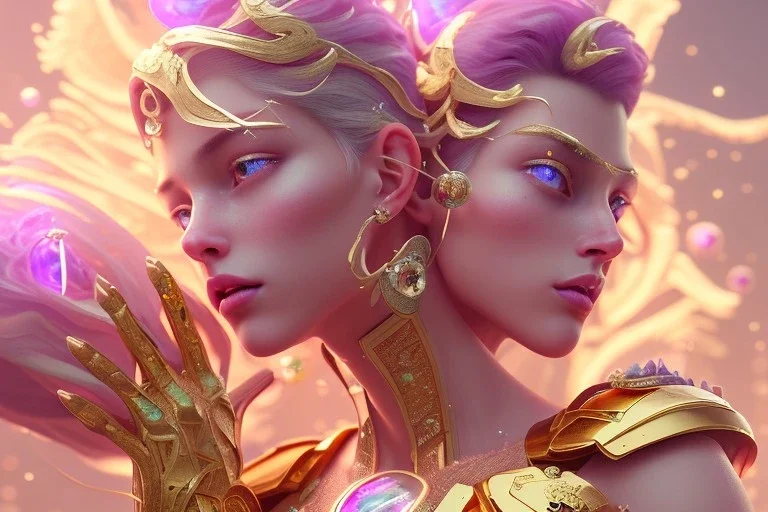 gold and light delicate violet fuchsia crystal galactique world, full of details, smooth, bright sunshine，soft light atmosphere, light effect，vaporwave colorful, concept art, smooth, extremely sharp detail, finely tuned detail, ultra high definition, 8 k, unreal engine 5, ultra sharp focus