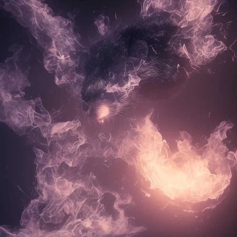 All Black Feild mouse, white smoke, dark, rage, high definition, ultra 8 k, volumetric lighting, blue fire, fog