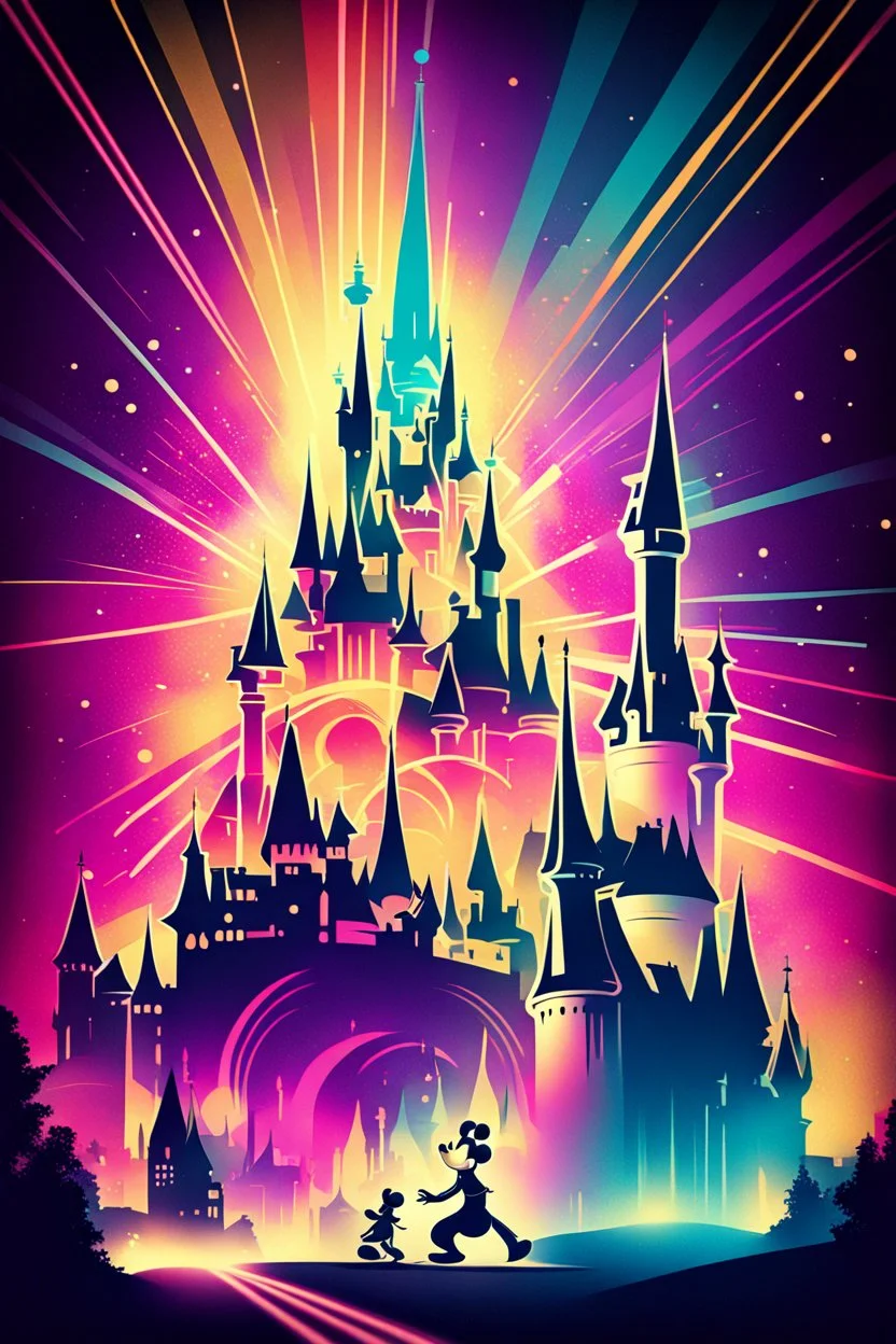 nostalgic poster cheerfull disney abstract lasers