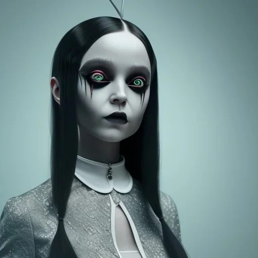 wednesday addams, addams family style, addams family make up, addams family dress, hyper detail, octane render, unreal engine 5, 8k resolation