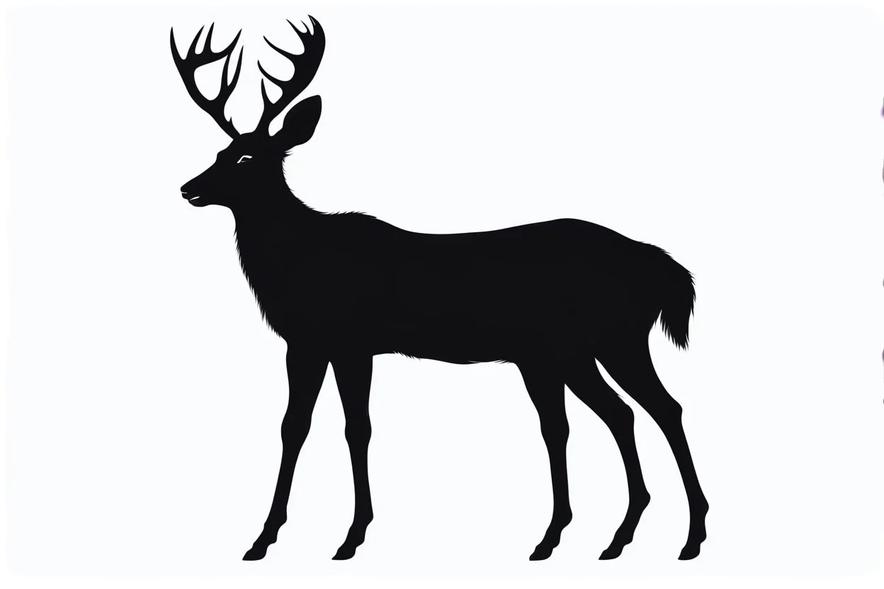 silhouette of a male deer, black on white, vector