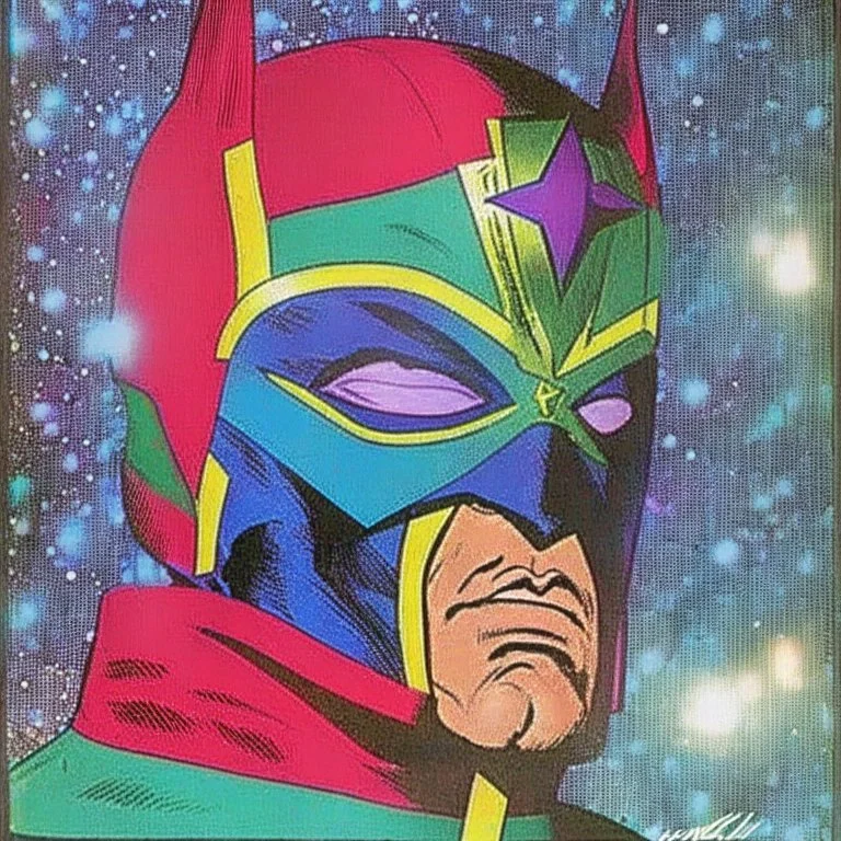 Vengador cosmico intergaláctico enmascarado heroe foto de perfil arte de comic 1980