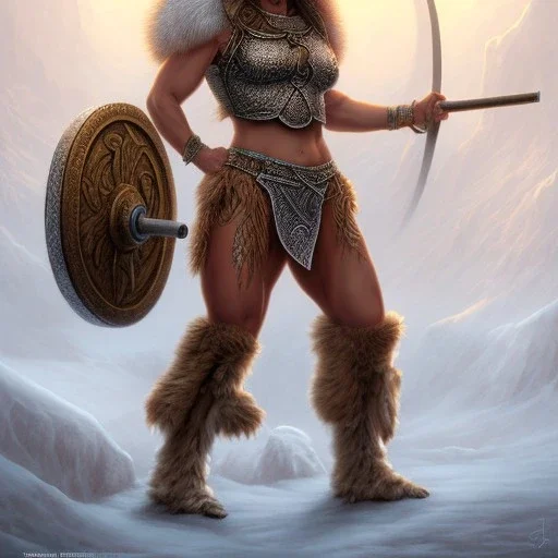 illustration dnd icelandic female bodybuilder barbarian by adrian smith ted nasmith