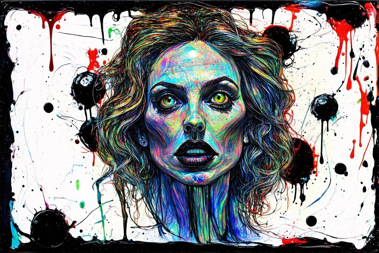 ink and paint of holo sizzle, arafed nonsense contradicting in liminal space, double negative vibe, unnerving vibe, whimisical influence, grotesque vibe, ink and tint leak, minimal, brutalist