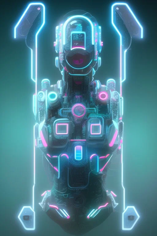 render the immage like cyborg cyberpunk neon creapy flash light