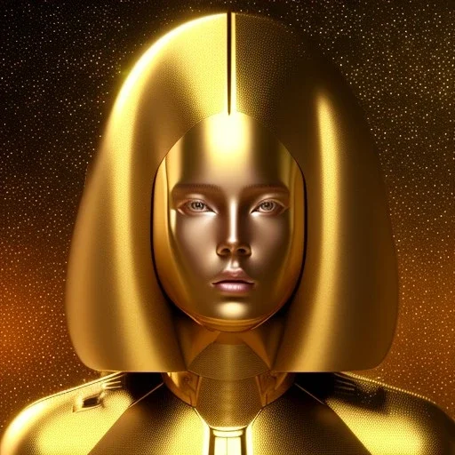 beautiful cosmic golden male, long hair, nice smiling, delicate colors, beautiful glamour galactic golden dress, ultra sharp focus, 8k, unreal engine 5, extremely sharp detail, light effect, soft light atmosphere of a spaceship, smooth, full of details, face in front, complete vision of face and body