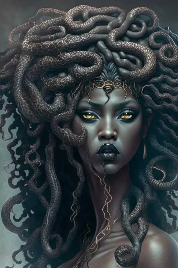 Medusa as a beautiful black woman