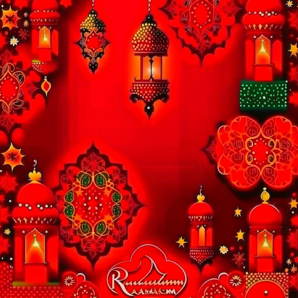 Red sparking ramadan's greetings