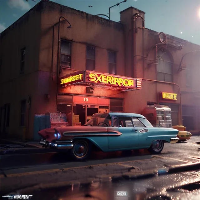 Ultra Realistic retro sci-fi, explosion Supermarket parking scene, 1960 year, blonde woman, sweet Jane Fonda face, perfect iris, glow eyes, face makeup, tight latex coat; many panic people, Retro sci-fi style, soft color, highly detailed, unreal engine 5, ray tracing, RTX, lumen lighting, ultra detail, volumetric lighting, 3d, finely drawn, high definition, high resolution.