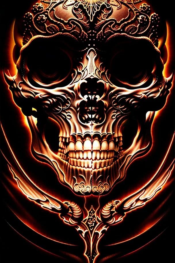 A beautiful highly detailed ornate intricate portrait of a flaming demon skull made of shiny obsidian glass :: reflective, glassy :: subtractive lighting, backlit :: by John William Waterhouse, Greg Rutkowski, HR Giger :: hyperrealistic, hyper detailed, photorealistic :: epic, incredible composition, amazing depth, meticulously composed, 16k resolution concept art :: fantasy magazine cover art