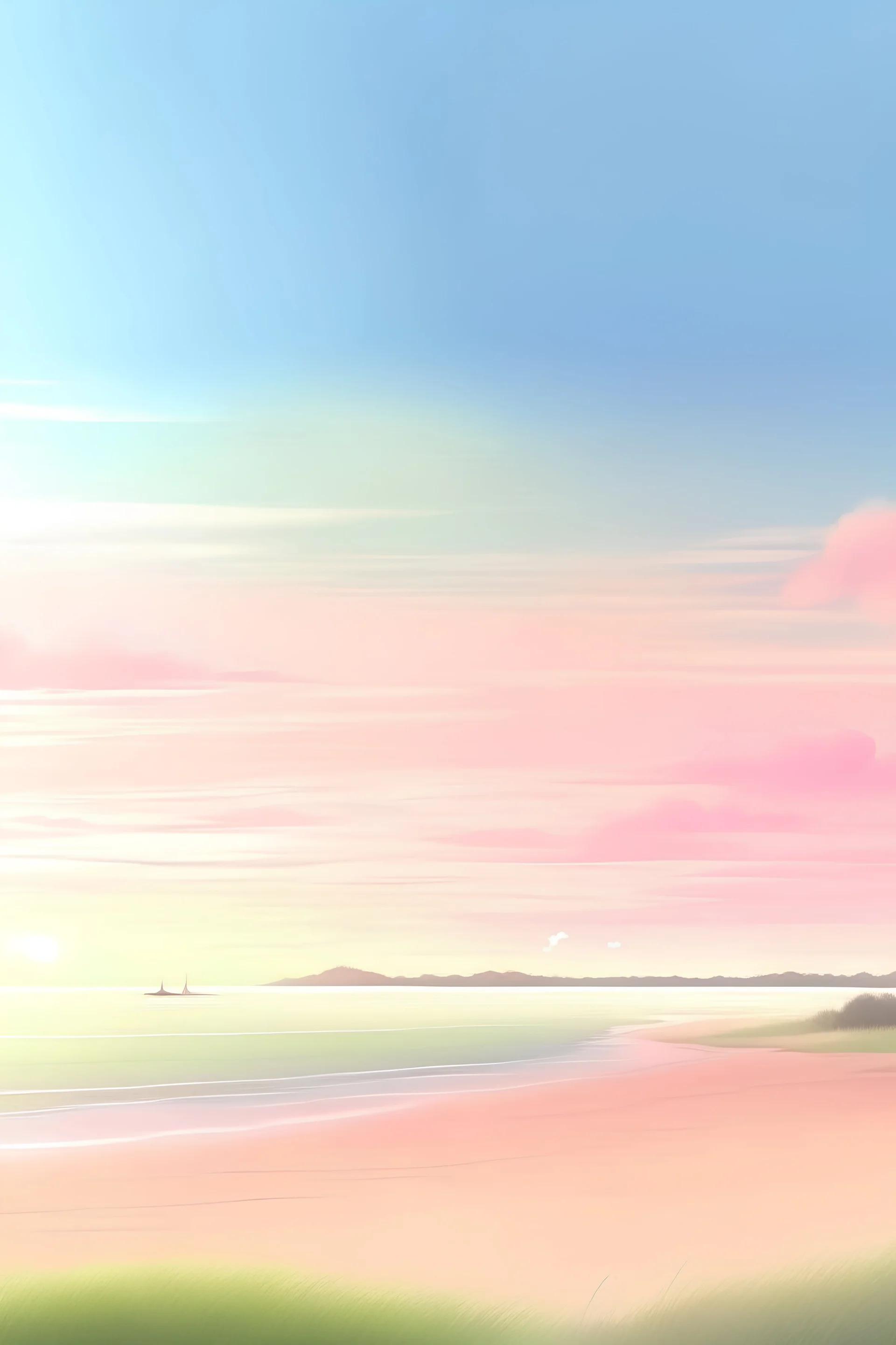 The promotional video opens with a picturesque landscape, perhaps an open field or a beach at sunset. The sky is filled with pastel colors that create a soothing atmosphere. A department store logo floats in from the edge of the screen and slowly begins to slide toward the center.
