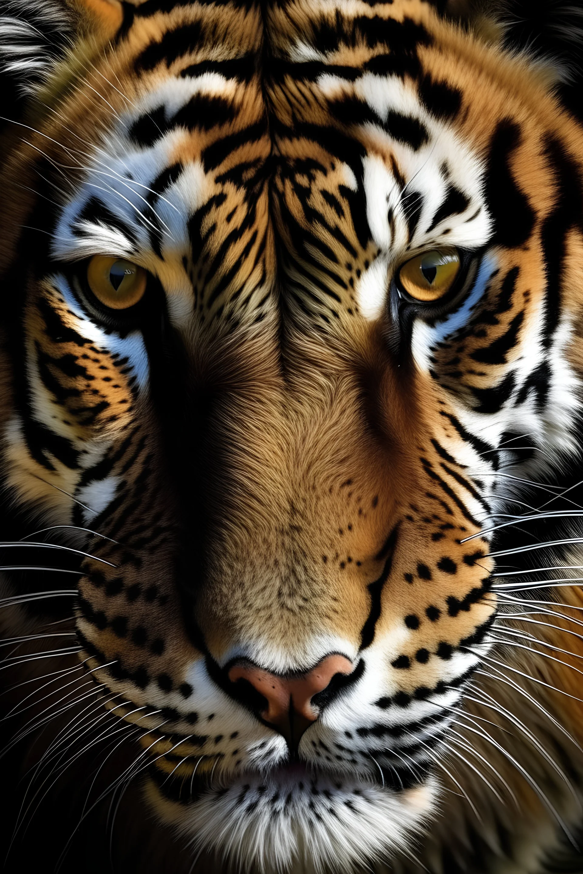 Un tigre, grande, fuerte, vista desde arriba, primer plano, realista