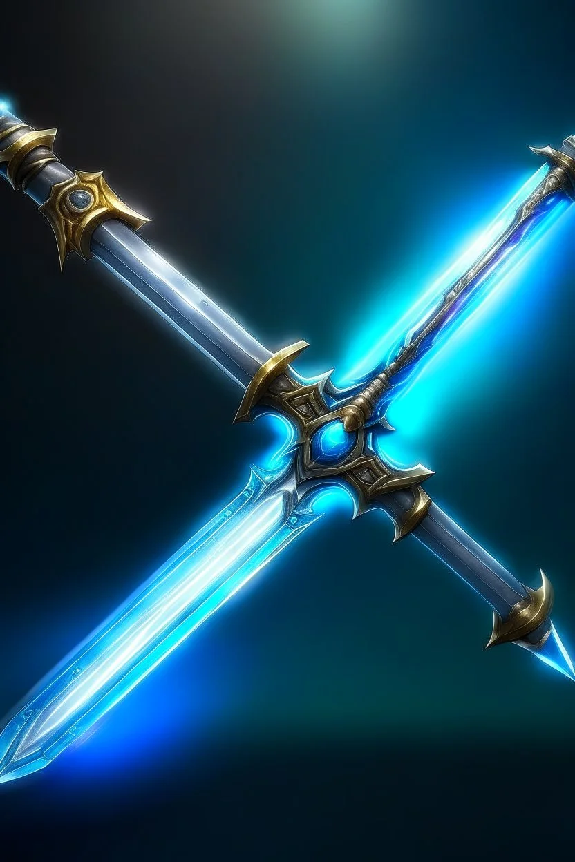 A two handed sword with blu magical energy