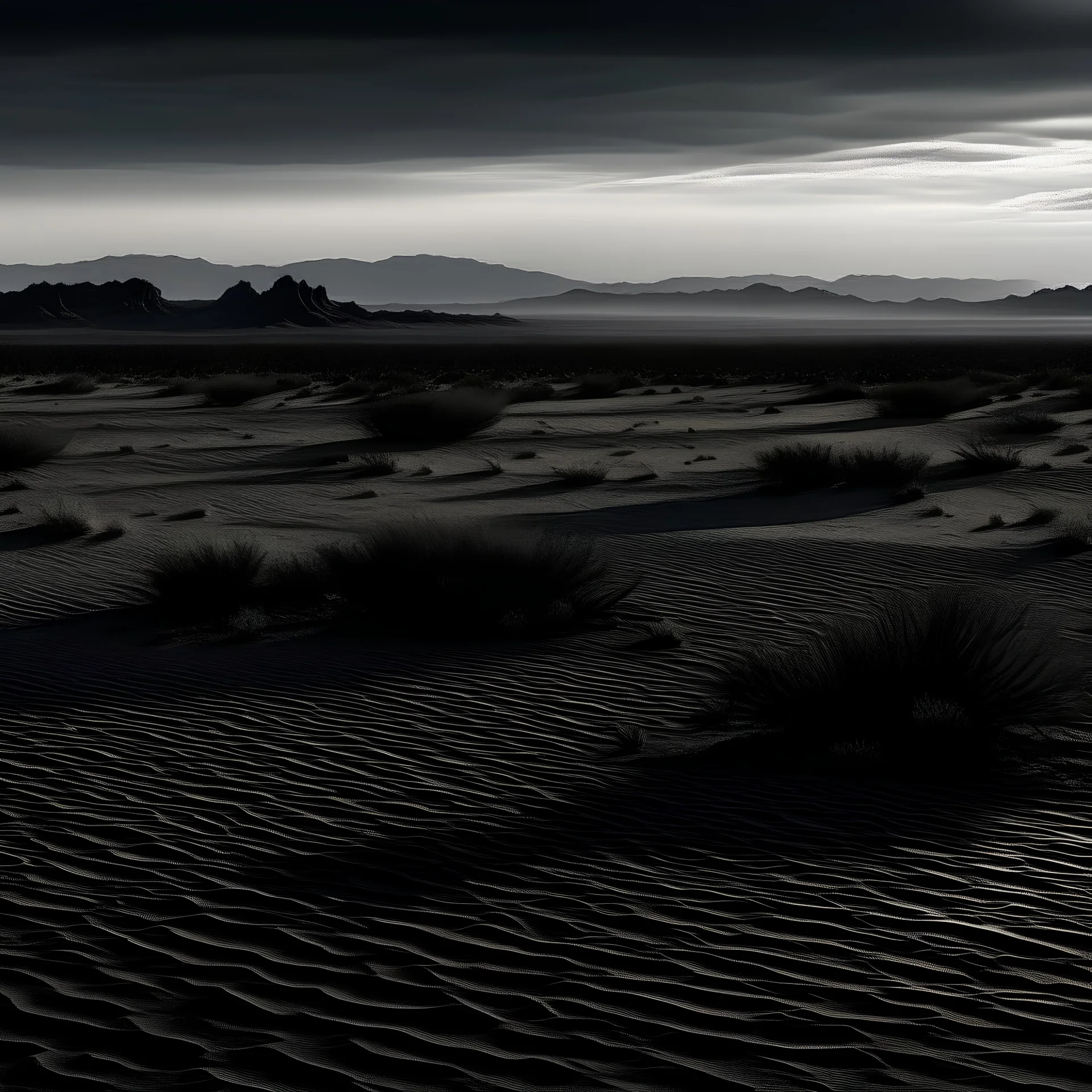 black desolate desert landscape