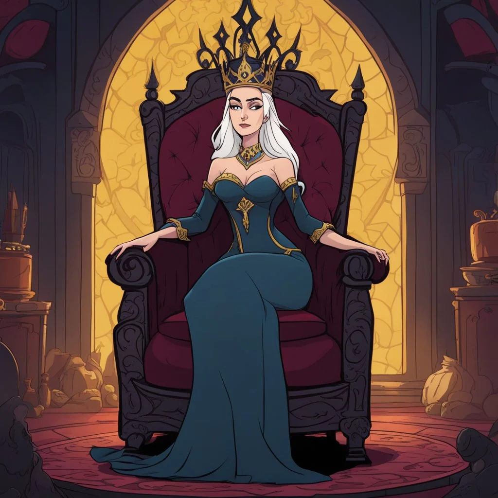 [Disenchantment] queen Dagmar on her throne in agent provocative, ready