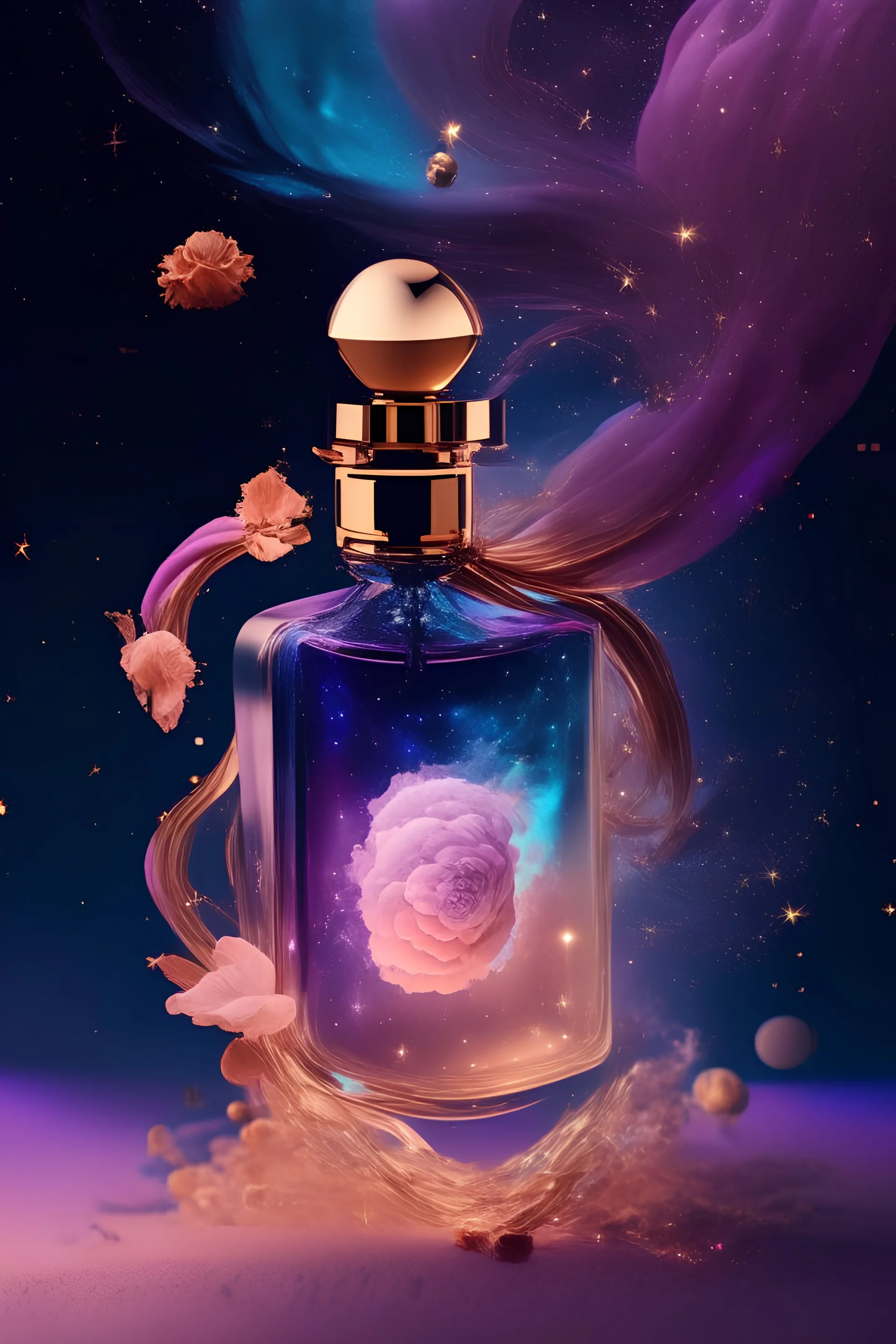 generate me an aesthetic photo of perfumes for cosmic connections