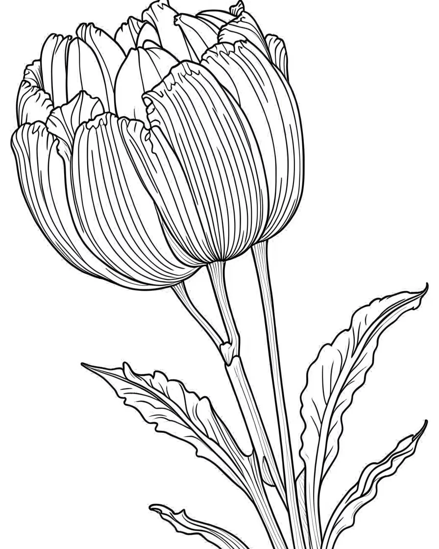 real massive Tulip flower coloring page