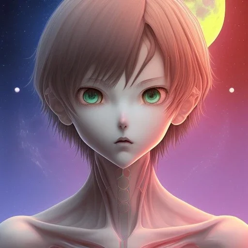 pentacle HUMAN FACE 1.618" MANGA EVANGELION "MATRIX AKIRA" @!1 @!2 @!3 MOON NIGHT SKY WOMAN SMALL VAMPIRE (#@#) 3D BLUE YELLOW BIG EYES (A3)(B2)(C1) SUPER GOOD