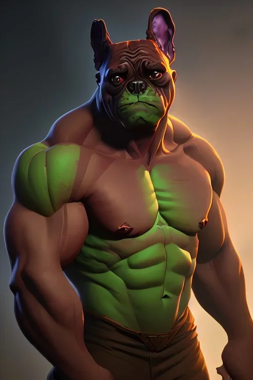 alien french bulldog musculature hulk body HD strong french bulldog hulk marvels Warcraft 64k