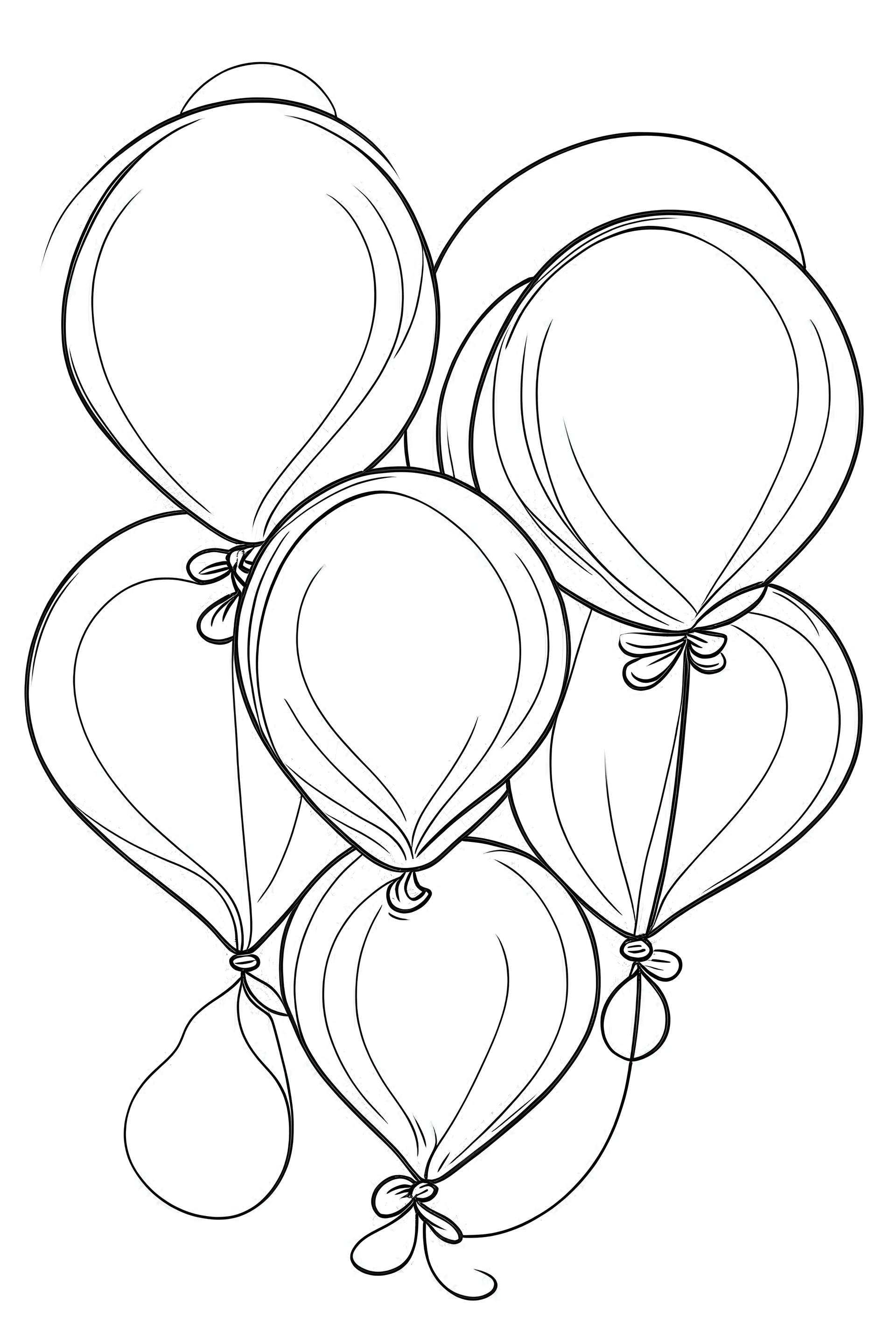 outline art for Balloons coloring pages with sitch, white background, Sketch style, full body, only use outline, dementia patients style, clean line art, white background, no shadows and clear and well outlined.