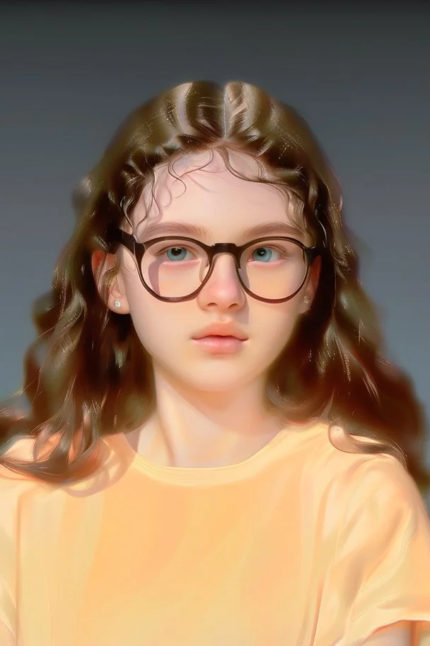 GIRL WITH VERY POOFY PERMED HAIR, PHOTOREALISTIC