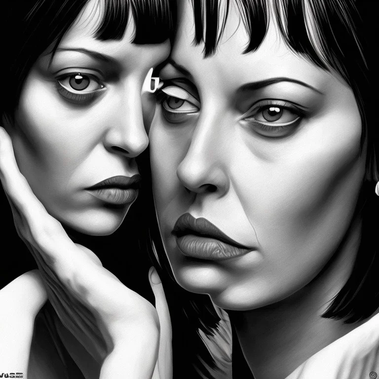 portrait, mia wallace, Pulp Fiction movie.