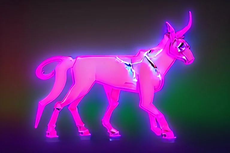 centaur in full-length neon light on Mars