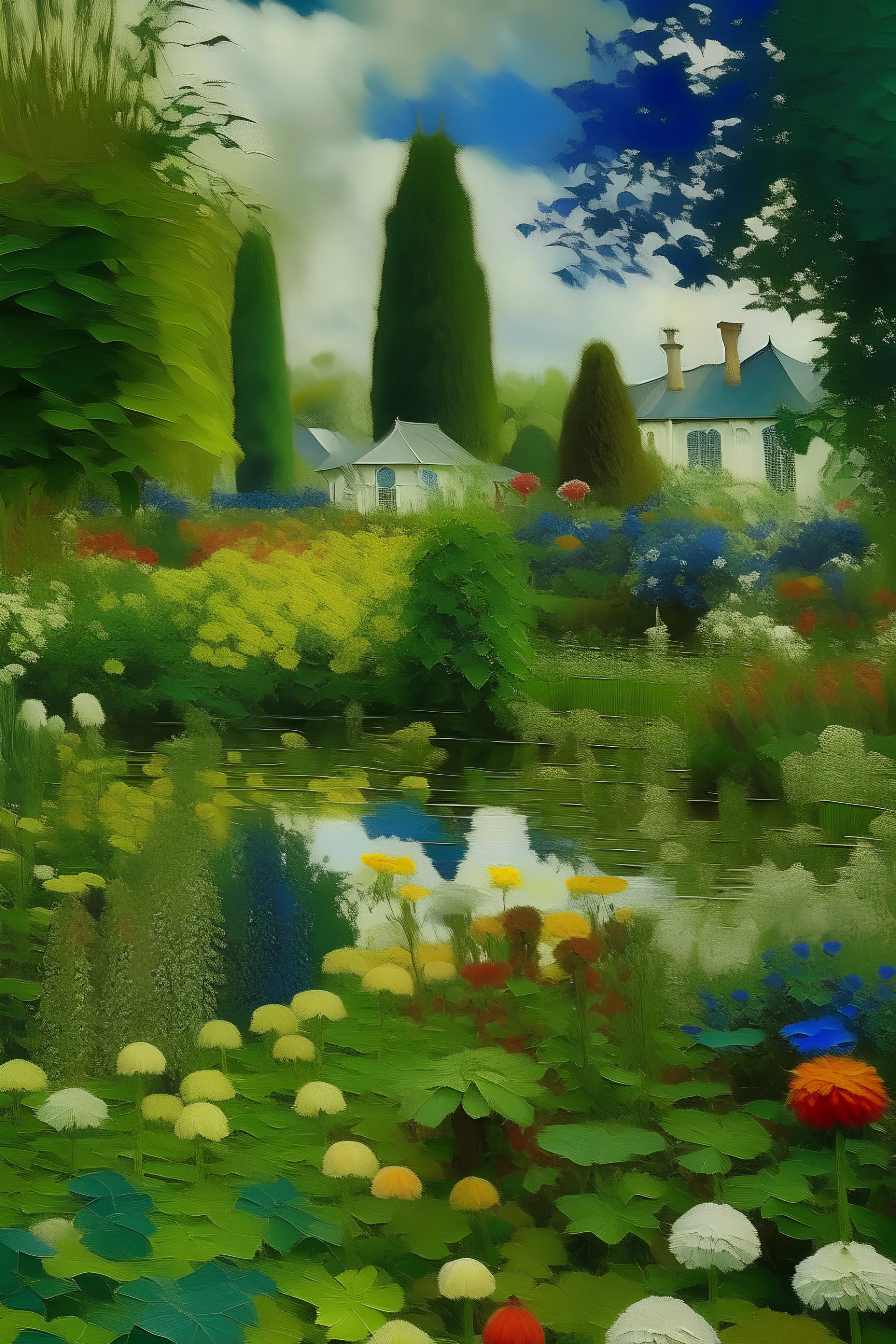 Crear una imagen de un JARDIN, con el estilo de Claude Monet (bing)