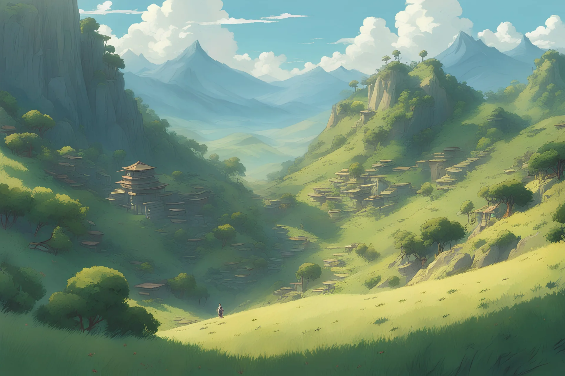 future hills in summer. like studio ghibli