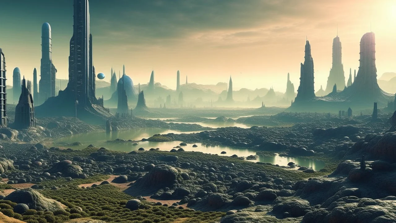 alien landscape and city