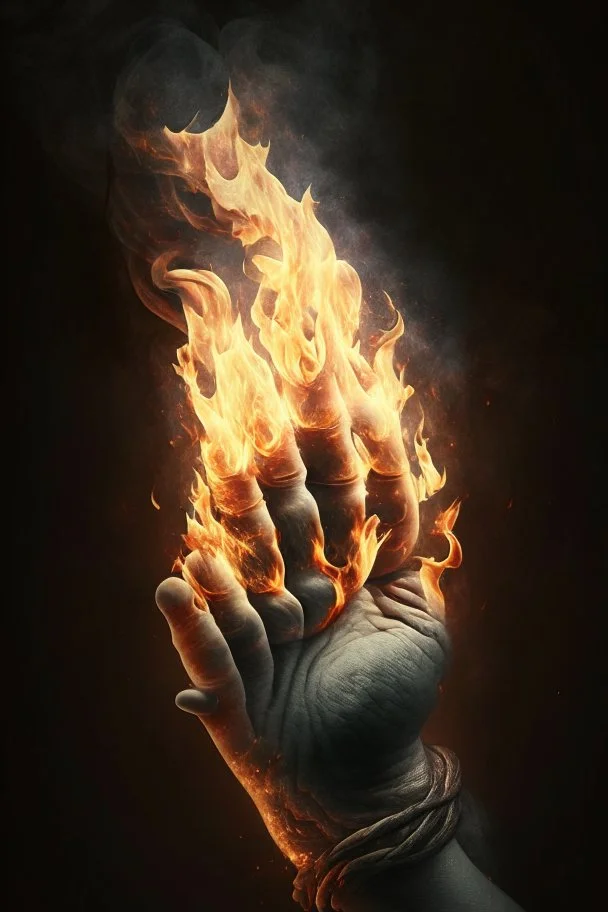 Hand with fire