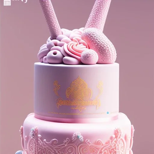 pastel pink kawaii cake, intricate details, high quality, professional