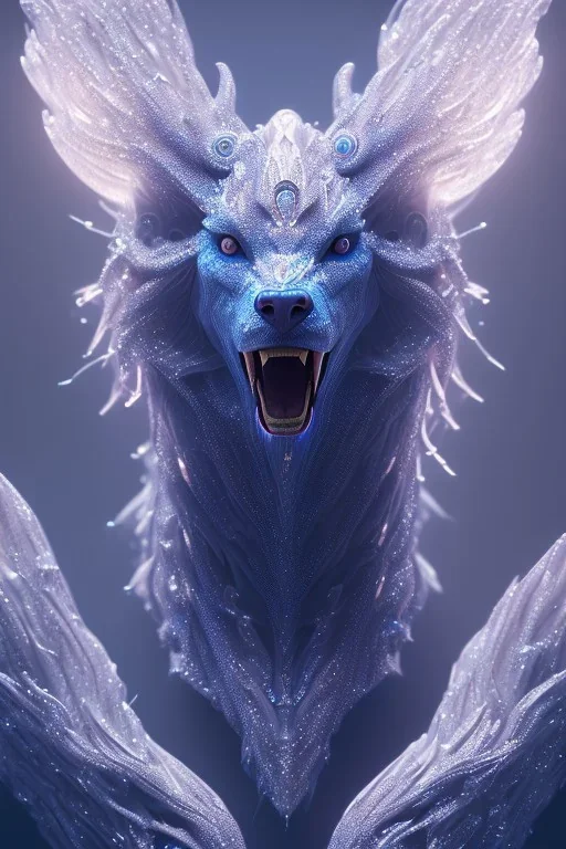 A portrait of a crystalline beast, mythical,fantasy , magnificent, majestic, highly intricate, Realistic photography, incredibly detailed, ultra high resolution, 8k, complex 3d render, cinema 4d