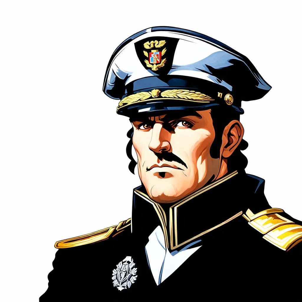 fantasy, portrait, face, close up, long face, captain of the town guard, official, white background
