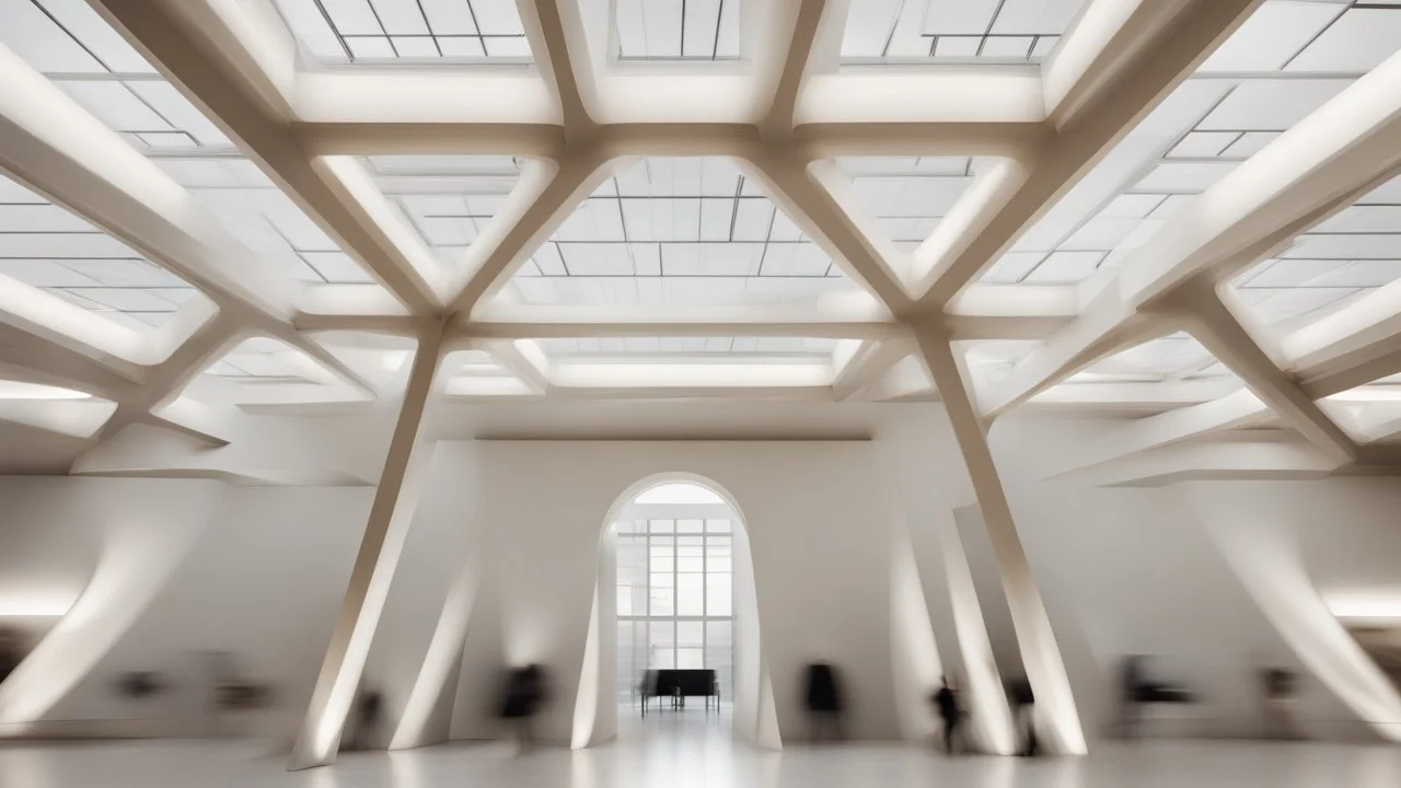 Museum ceiling, modern style, natural lighting