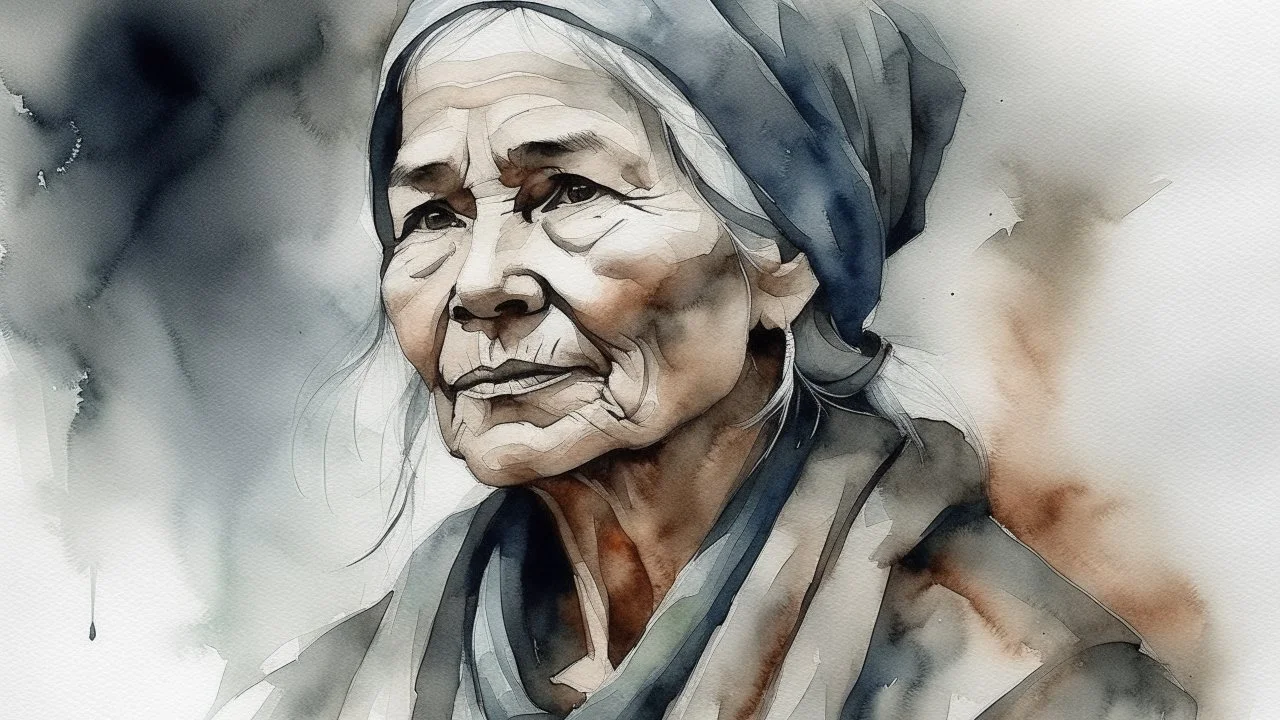 A gray woman. watercolor drawing