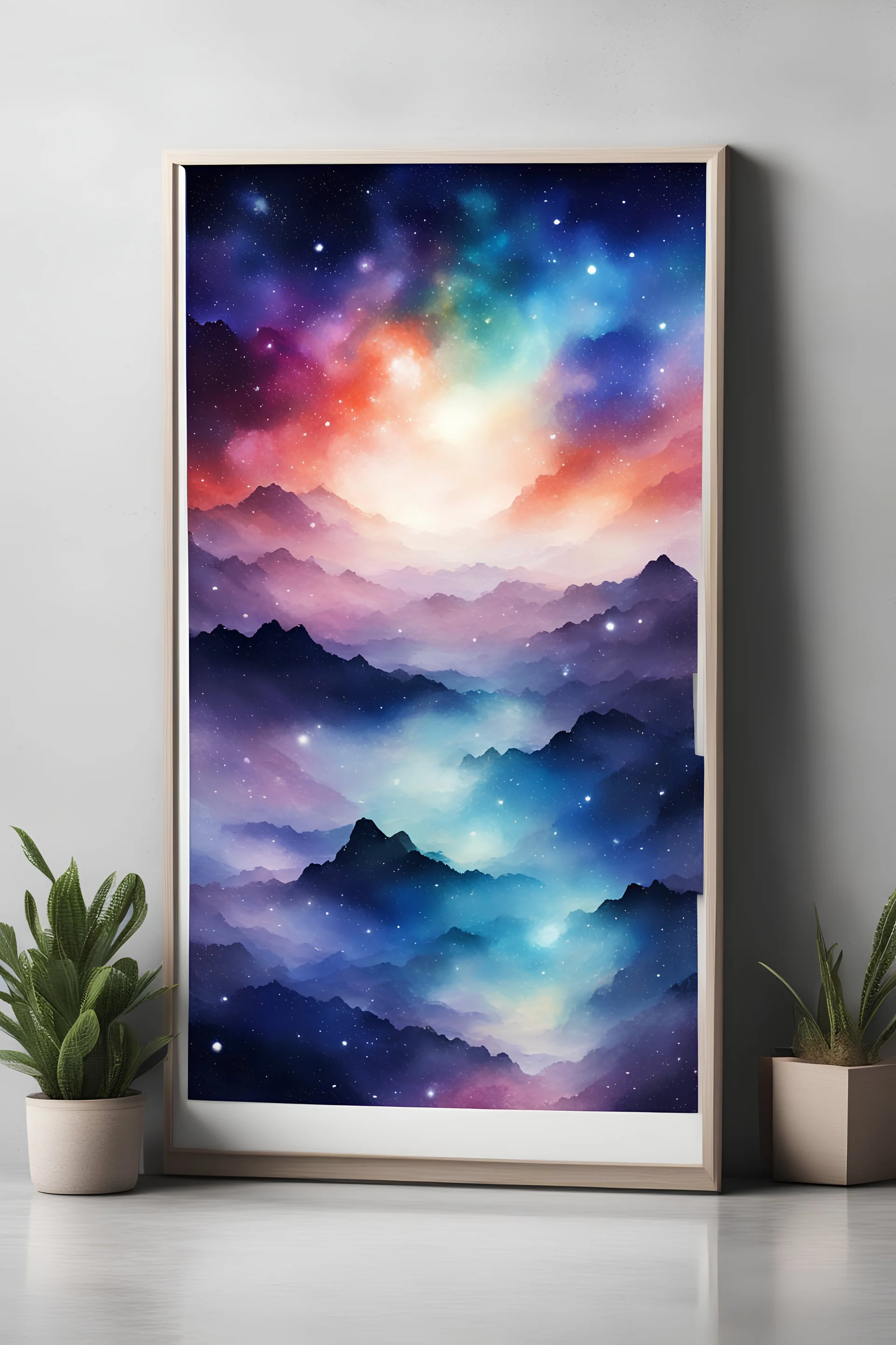Original Galaxy scenery Art in Water Color Style Canvas,Decor, Office Decor, Star Ocean Art,