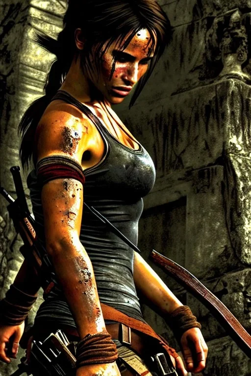 Tomb raider,beauty,super detailed,photography,hiper realístic,ultra-defined, detailed,highly-detailed, beautiful detail,vivid,atmospheric, realistic,cinematic photorealistic