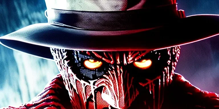 Nightmare, magnificent, realistic, colorful, massive, epic, cinematic, 8k, HD, Ultra High Definition, photo film, film grain, Chromatic Aberration, hyper-detailed, Freddy Krueger, Nightmare on Elm Street, horror movies