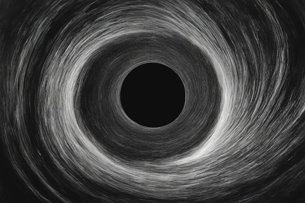 A visually striking and abstract representation of the void and a black hole, utilizing dark hues and dynamic shapes to evoke the enigmatic and powerful aspects of cosmic emptiness, (visually striking abstract representation:1.4), (the void and black hole:1.5), (dark hues and dynamic shapes:1.3), (expressive and cosmic ambiance:1.2), drawing inspiration from abstract interpretations of the cosmic void and black hole phenomena, trending on CGSociety, Intricate, Sharp focus, dynamic lighting