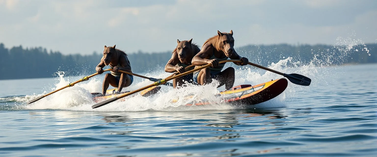 orcs rowing while waterskiing