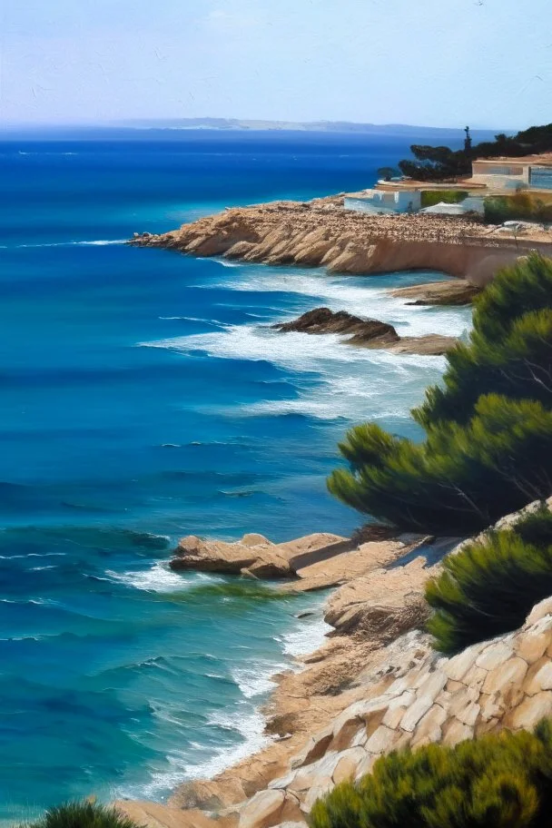 Cap Salou, spain, painting, ocean view