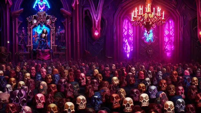 a picture of a dark, comedic, anatomically correct wall of colorful tightly packed skulls of varying sizes and expressions, photo realistic, insanely meticulous, highly detailed, part of a collection of bones on display, 64k, dystopian, vray