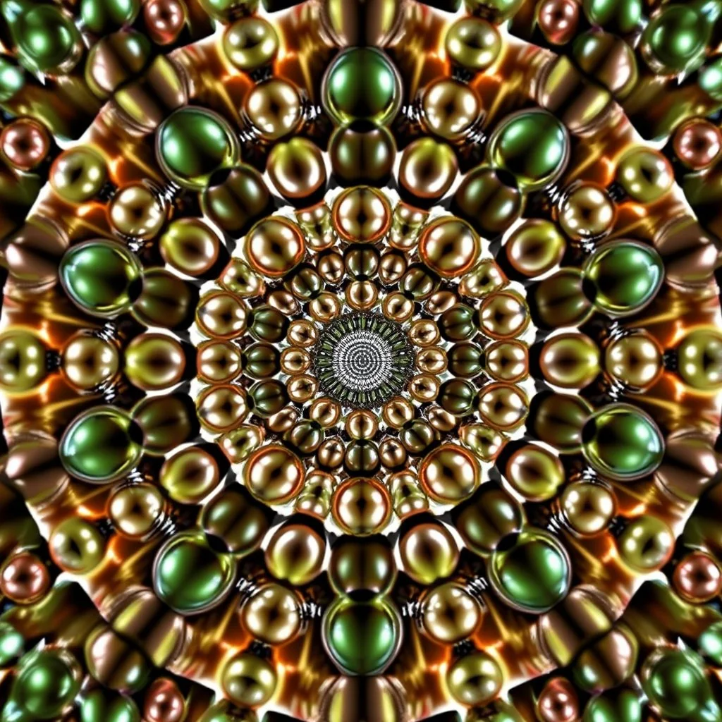 3d Kaleidoscope recursive made of a metallic random color spheres turning many times likr Spirograph drawing Kaleidoscope Ruler Set creation