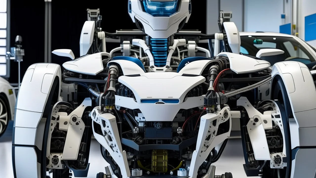 Metamorphosis of a sports car into a humanoid robot