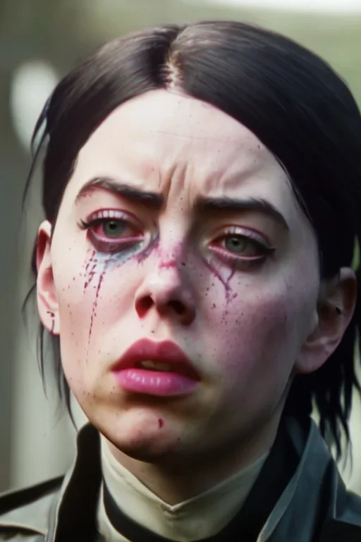 Billie Eilish, Dishonored 2, realistic, 8k, not to be distinguished from a photo, identical pupils