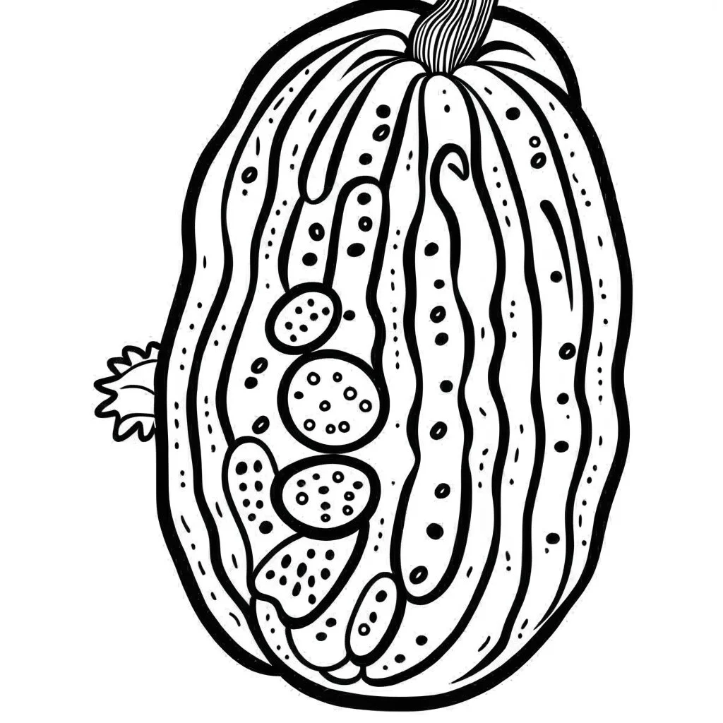 coloring page for kids, cucumber with black and bold lines