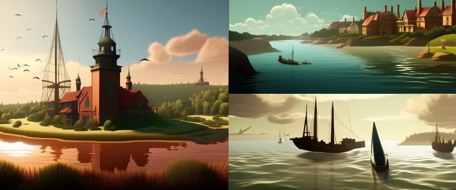 Netflix's Outer Banks, next to a new york landscape and a Blackpool tower, Miami scenery, and Wild west aspects, with boats, also elements of devon, in one giant land.