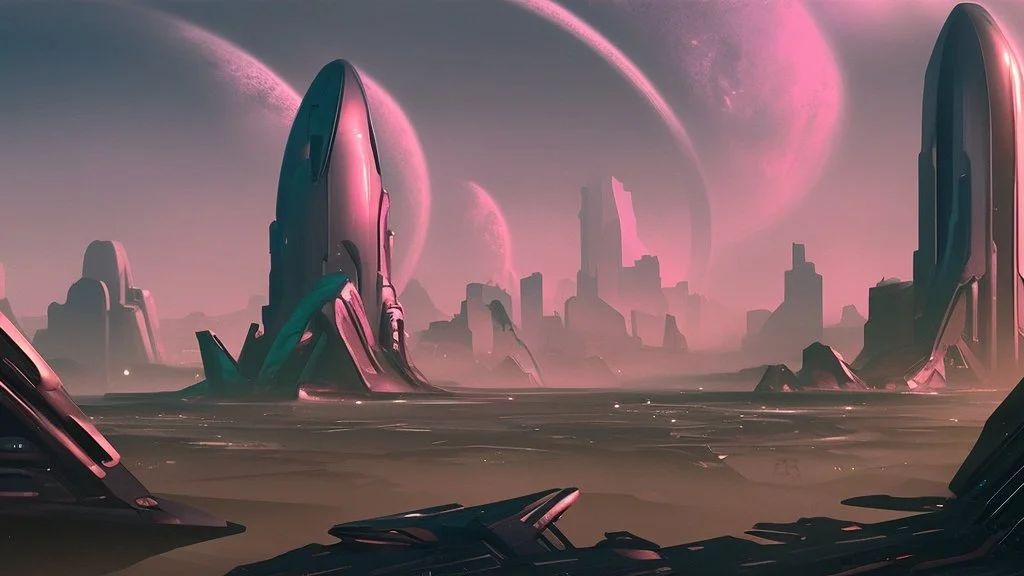 alien landscape and city